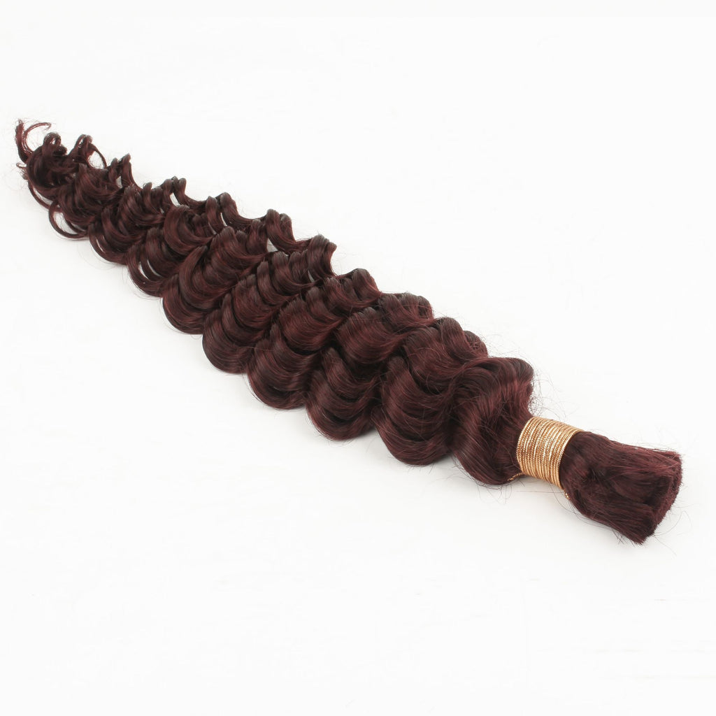 Burgundy Deep Wave Bulk Human Hair Extensions