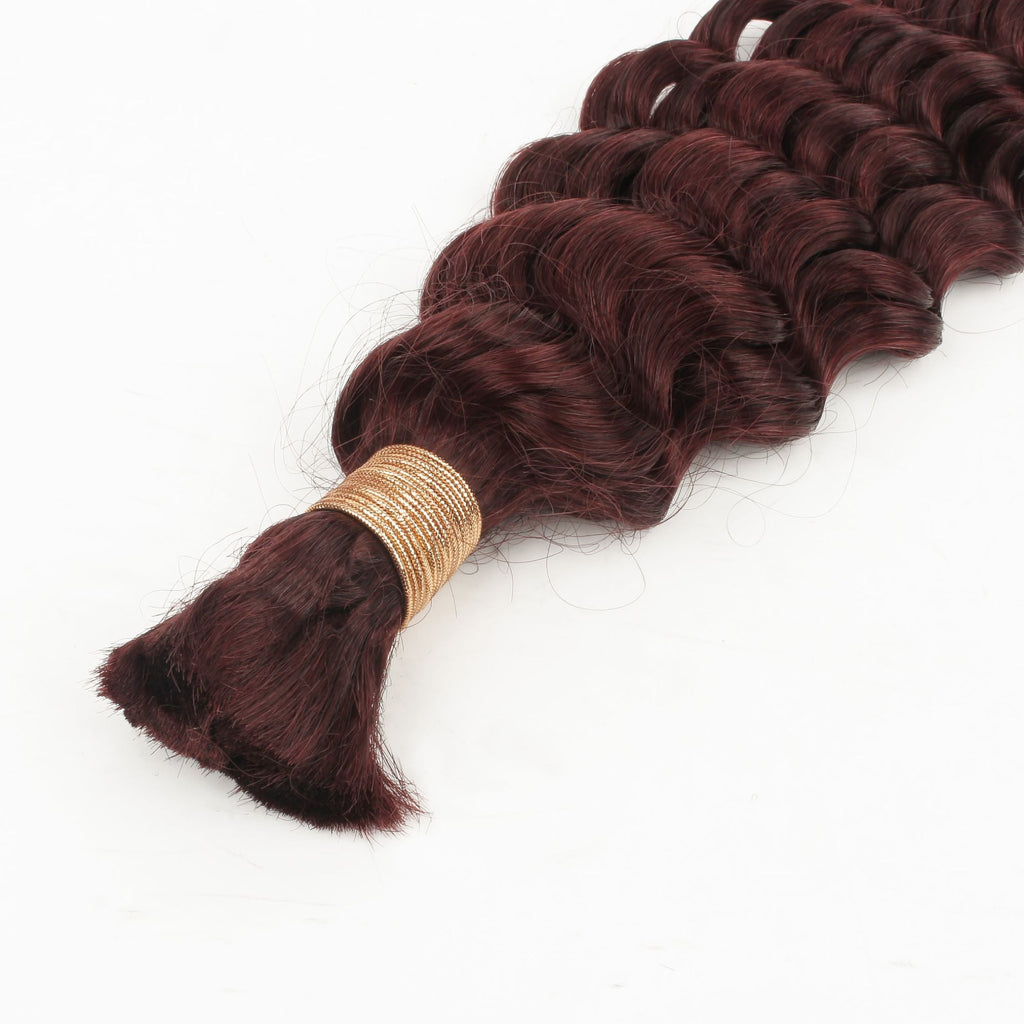 Burgundy Deep Wave Bulk Human Hair Extensions