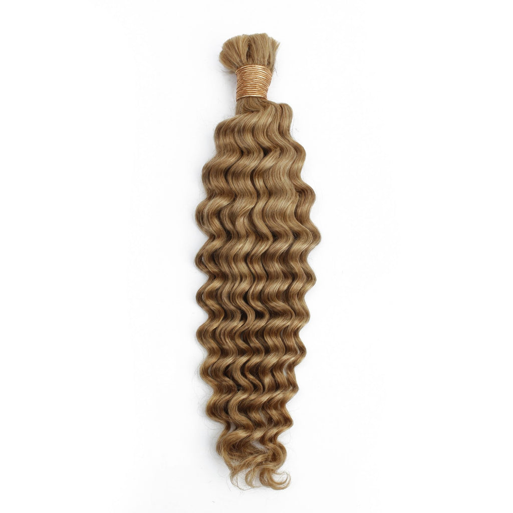 Honey Blonde Deep Wave Bulk Human Hair Extensions