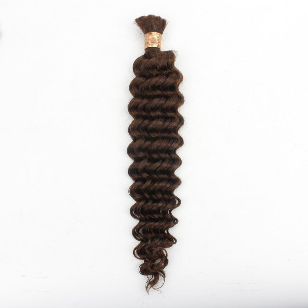 Medium Brown Deep Wave Bulk Human Hair Extensions