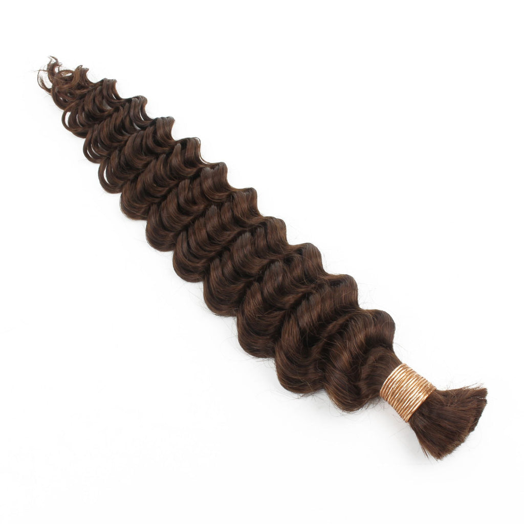 Medium Brown Deep Wave Bulk Human Hair Extensions