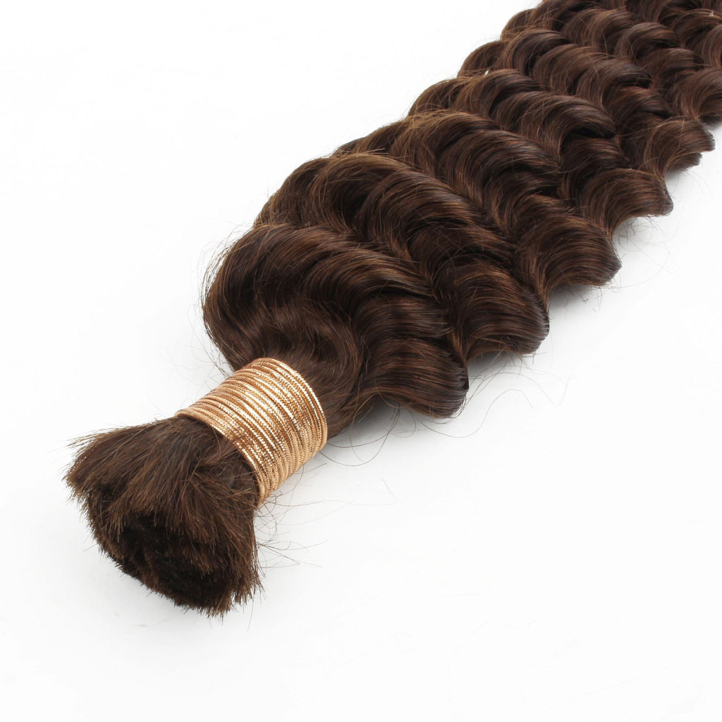 Medium Brown Deep Wave Bulk Human Hair Extensions